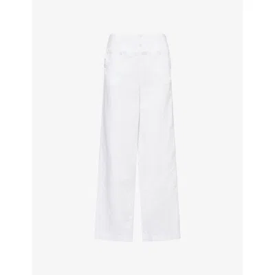 Gimaguas Womens White Anna Straight-leg Cotton-linen Trousers