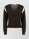 Gimaguas Wool Cardigan With V-neckline And Cut-out Shoulders In Brown