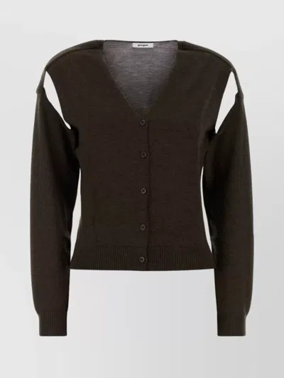 GIMAGUAS WOOL CARDIGAN WITH V-NECKLINE AND CUT-OUT SHOULDERS