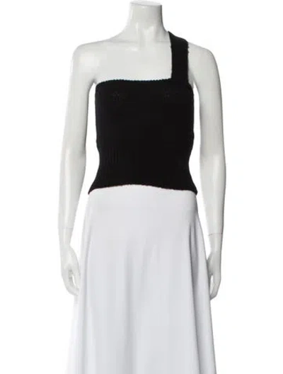 Pre-owned Gimaguas Wool One-shoulder Crop Top W/ Tags In Black