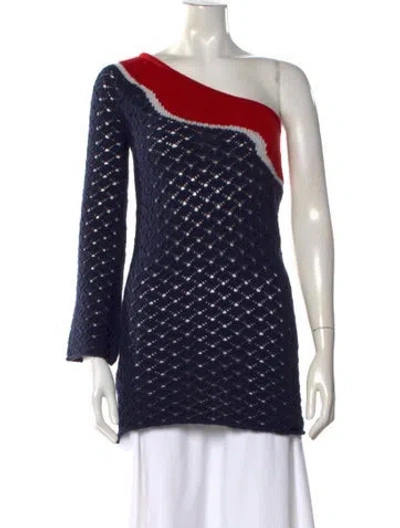 Pre-owned Gimaguas Wool One-shoulder Sweater In Blue