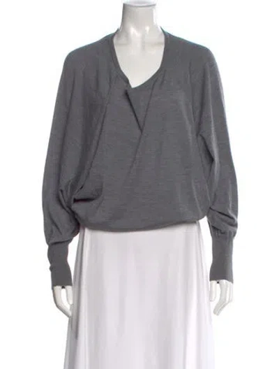 Pre-owned Gimaguas Wool V-neck Sweater In Gray