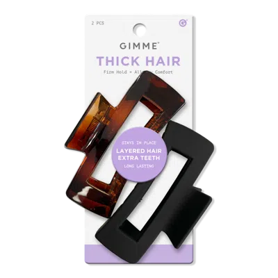 Gimme Beauty Extra Grip Rectangle Claw Clip For Medium Hair - Black/tortoise