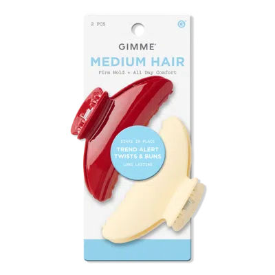 Gimme Beauty Fashion Claw Clip For Medium Hair 2 Pack - Red/cream In Multi