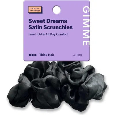 Gimme Beauty Large Satin Hair Scrunchies In Black