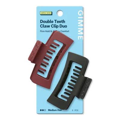 Gimme Beauty Rectangle Double Teeth Claw Clip - Black/maroon In Multi