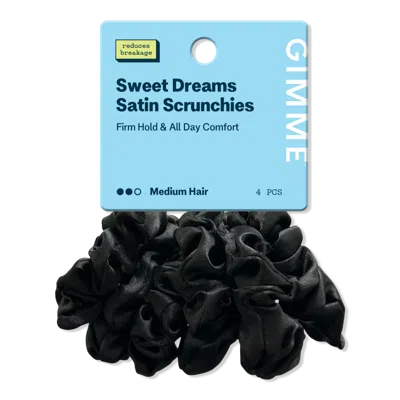 Gimme Beauty Sweet Dreams Satin Hair Scrunchies For Medium Hair - Black