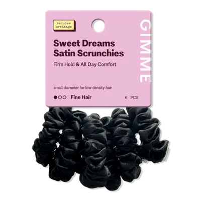 Gimme Beauty Sweet Dreams Slim Satin Hair Scrunchies - Black