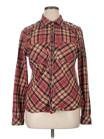 Pre-owned Gimmicks Long Sleeve Button Down Shirt In Burgundy