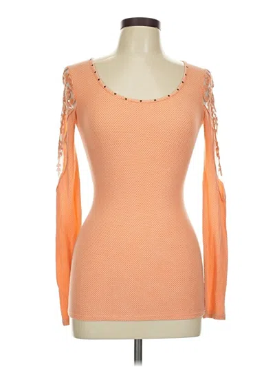 Pre-owned Gimmicks Long Sleeve Top Orange Sweetheart Neckline Tops