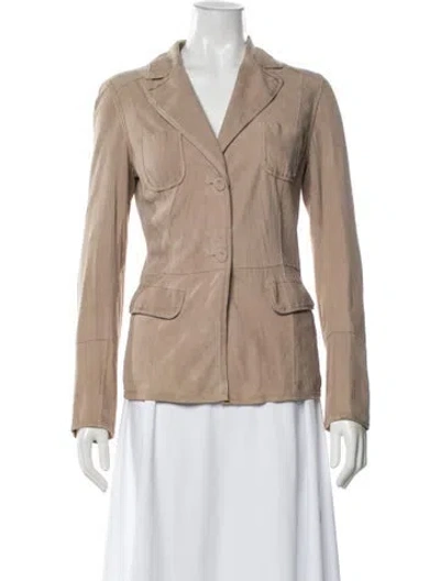 Pre-owned Gimo's Italiana Leather Blazer In Neutral