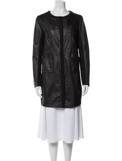 Pre-owned Gimo's Italiana Leather Coat In Black