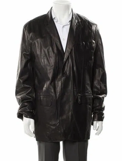 Pre-owned Gimo's Italiana Leather Moto Jacket In Black