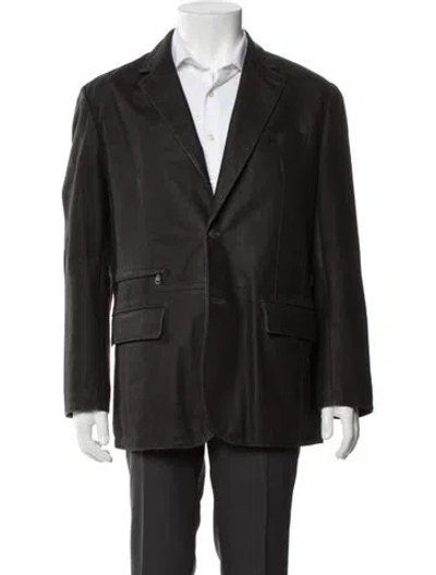 Pre-owned Gimo's Italiana Leather Utility Jacket In Brown