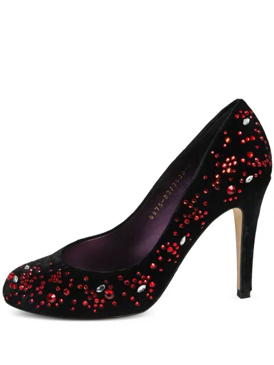 Pre-owned Gina 100mm Crystal-embellished Velvet Pumps