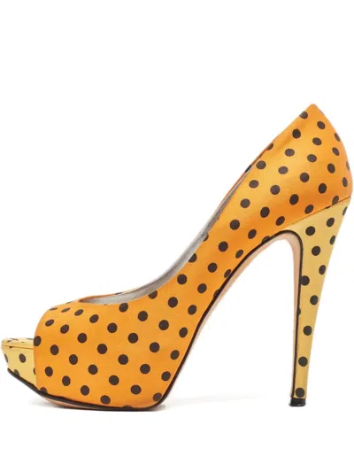 Pre-owned Gina 100mm Polka-dot Print Heeled Pumps