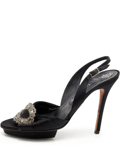 Pre-owned Gina 125mm Crystal-embellished Heeled Sandals