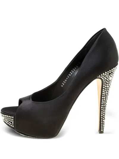 Pre-owned Gina 125mm Crystal-embellished Pumps In Black
