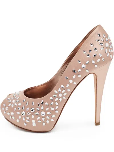 Pre-owned Gina 130mm Crystal-embellished Sandals