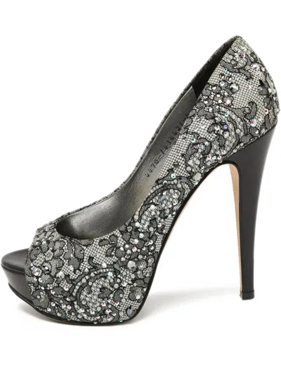 Pre-owned Gina 130mm Rhinestone-embellished Peep-toe Pumps
