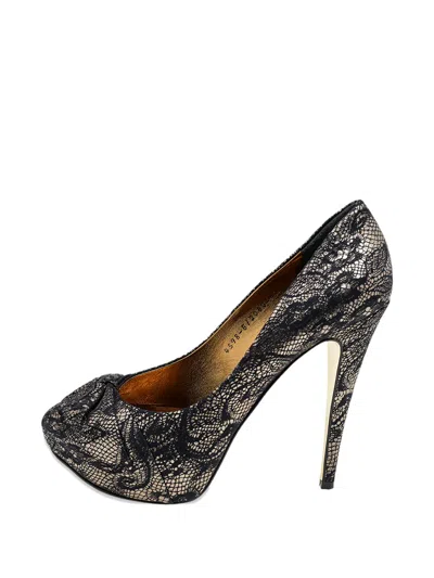 Pre-owned Gina 135mm  Platform Heeled Pumps In Black