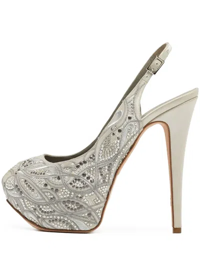 Pre-owned Gina 150mm Peep-toe Heeled Pumps