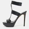 Gina Black Leather Platform Ankle Strap Sandals In Black