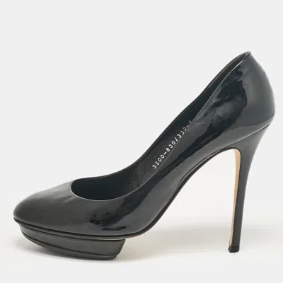 Gina Black Patent Leather Platform Pumps