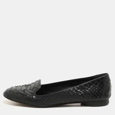 Pre-owned Gina Black Python Ballet Flats Size 37