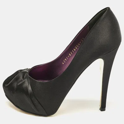 Gina Black Satin Clair Platform Pumps