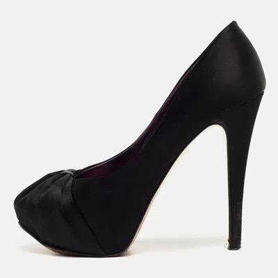 Gina Black Satin Claire Platform Pumps