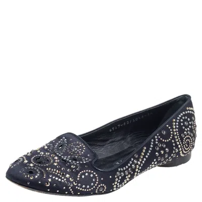 Gina Black Satin Studded Ballet Flats