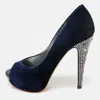 Gina Blue Velvet Jenna Platform Pumps In Blue