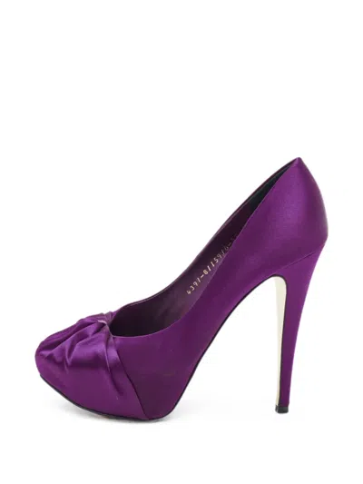 Pre-owned Gina Clair Hoodie Platform Pumps In Purple