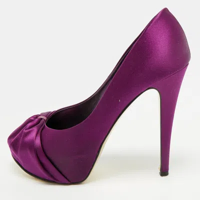 Pre-owned Gina Clair Hoodie Size 39 Purple Velvet Platform Pumps