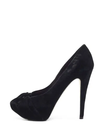 Pre-owned Gina Claire Ruched Heeled Pumps In Black