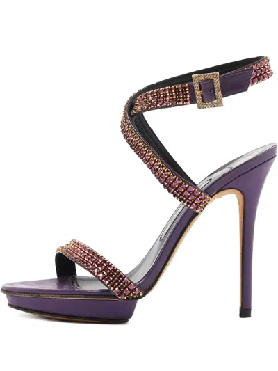 Pre-owned Gina Crystal Leather Sandals