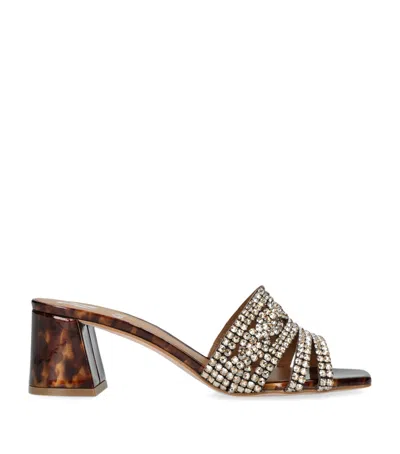 Gina Womens Brown Utah Embellished Leather Heeled Sandals