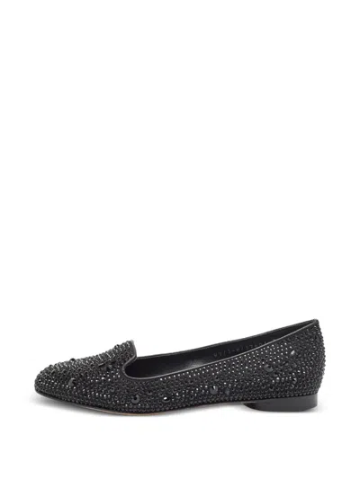 Pre-owned Gina Crystal-embellished Ballet Flats In Black