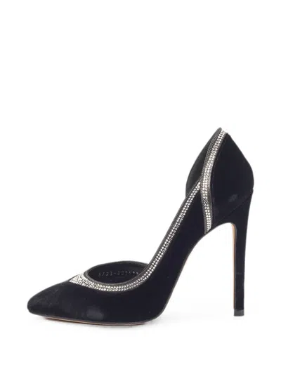 Pre-owned Gina Crystal-embellished D'orsay Pumps In Black