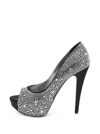 Pre-owned Gina Crystal-embellished Pumps In Silver