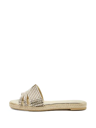 Pre-owned Gina Crystal-embellished Sandals In Gold