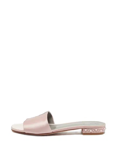 Pre-owned Gina Crystal-embellished Sandals In Pink