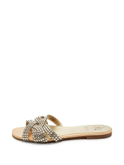 Pre-owned Gina Crystal-embellished Sandals In Silver