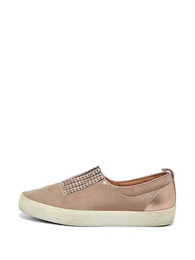 Pre-owned Gina Crystal-embellished Slip-on Sneakers In Neutral