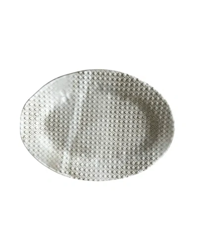 Gina De Santis Ceramics Sandalwood Caned Statement Platter In Gray
