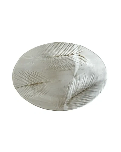 Gina De Santis Ceramics Sandalwood Fern Statement Platter In White