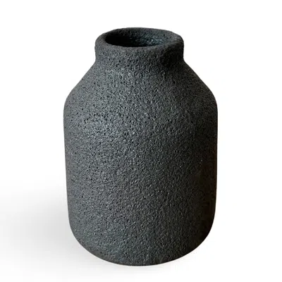 Gina Desantis Ceramics Black Small Bottle Crater Vase