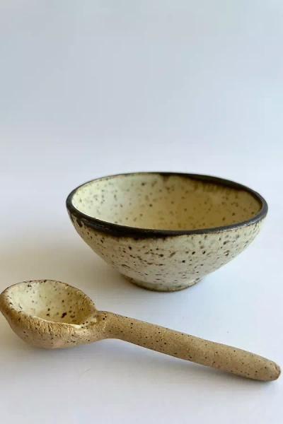 Gina Desantis Ceramics Luna Spoon And Dip Bowl Set In Blue