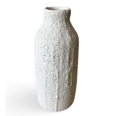 Gina Desantis Ceramics White Tall Bottle Crater Vase In Neutral